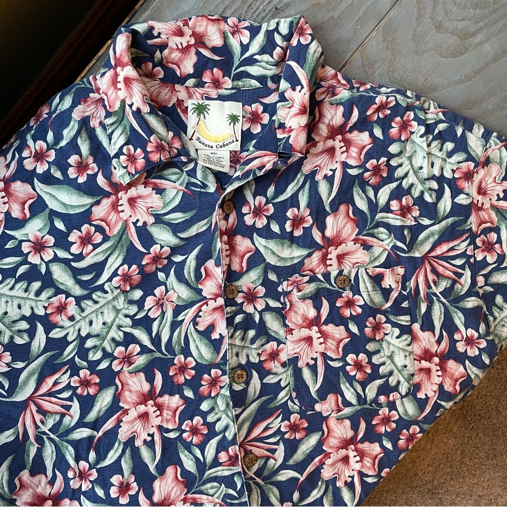 Vintage Banana Cabana silk Hawaiian print shirt | size XXL